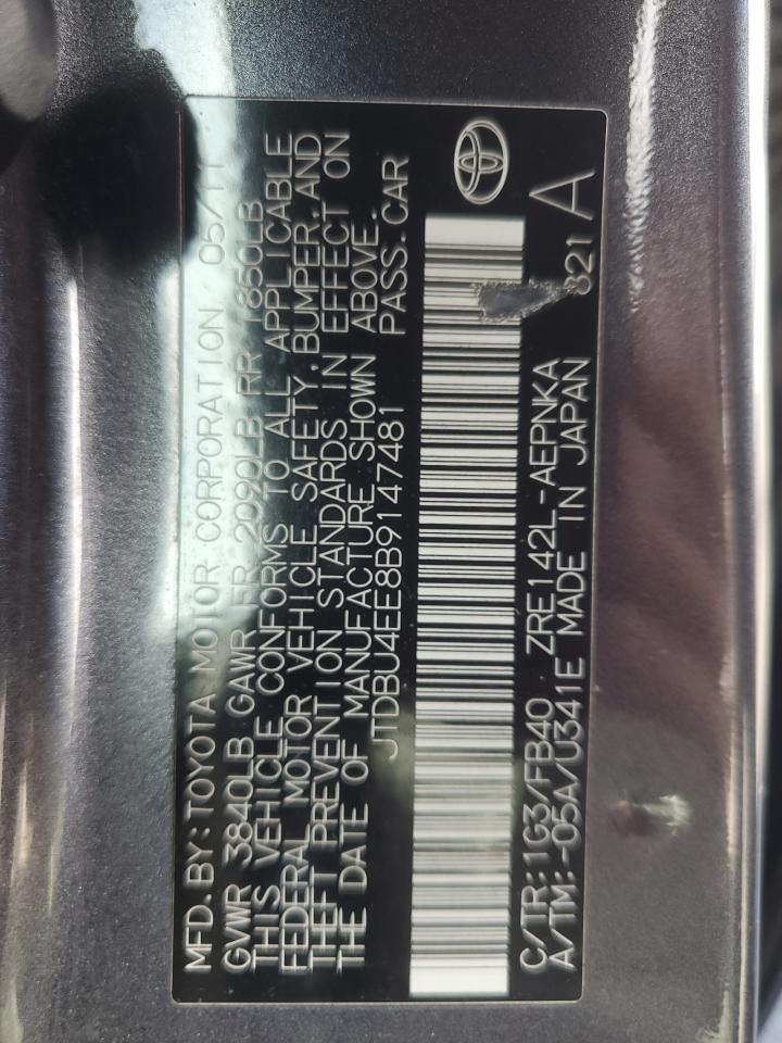 2011 Toyota Corolla Base VIN: JTDBU4EE8B9147481 Lot: 51082785