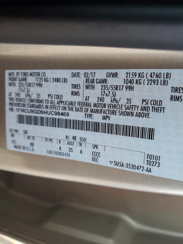 1FMCU9GD6HUC98469 FORD ESCAPE 2017
