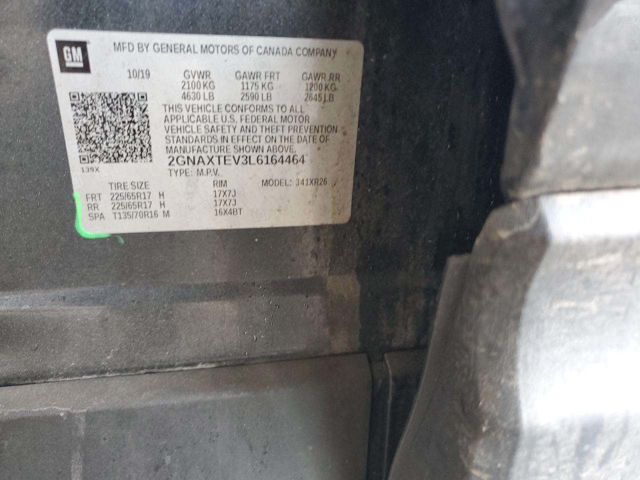 2GNAXTEV3L6164464 CHEVROLET EQUINOX 2020