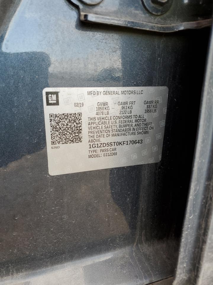 1G1ZD5ST0KF170643 CHEVROLET MALIBU 2019