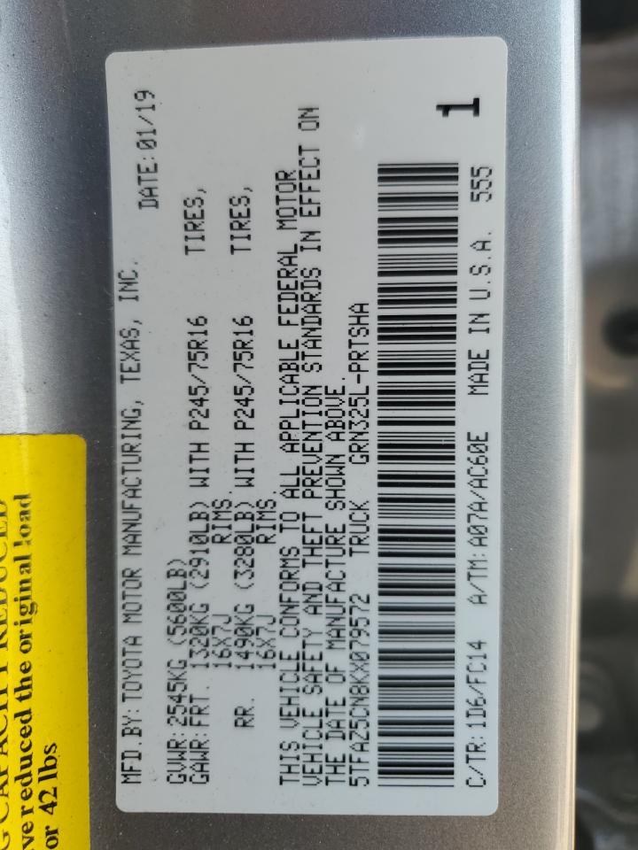5TFAZ5CN8KX079572 TOYOTA TACOMA 2019