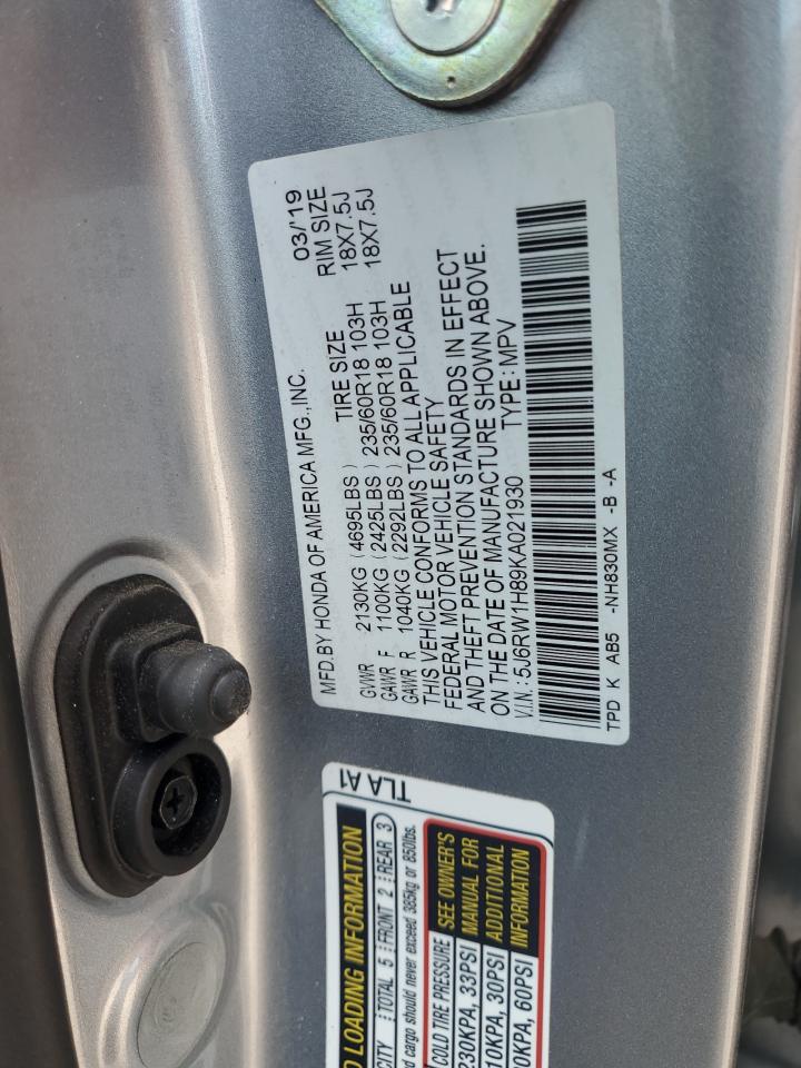 5J6RW1H89KA021930 HONDA CRV 2019