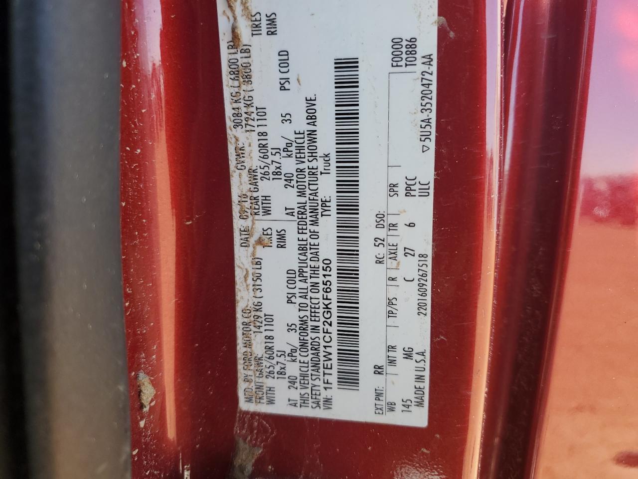 1FTEW1CF2GKF65150 FORD F-150 2016
