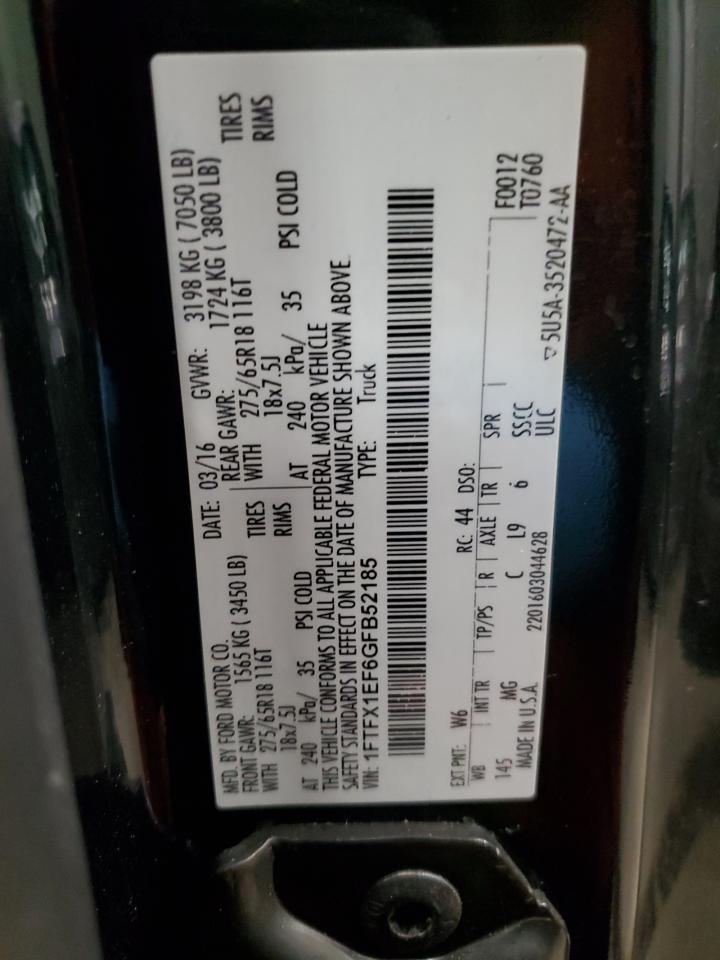 1FTFX1EF6GFB52185 FORD F-150 2016