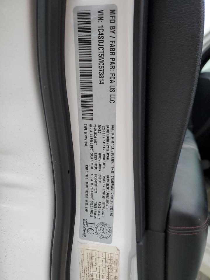 2021 Dodge Durango R/T VIN: 1C4SDJCT5MC573814 Lot: 48293325