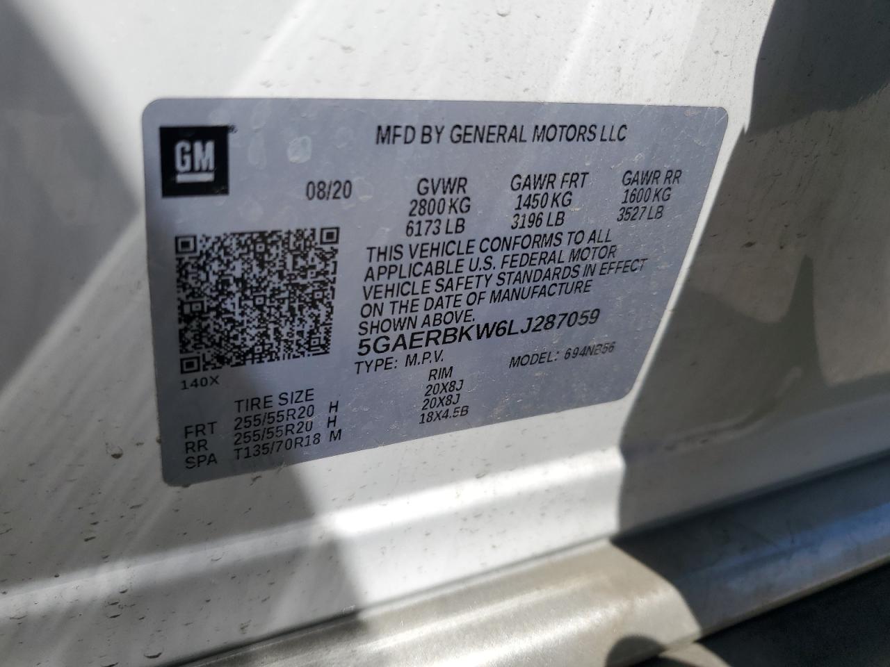 2020 Buick Enclave Essence VIN: 5GAERBKW6LJ287059 Lot: 49506705