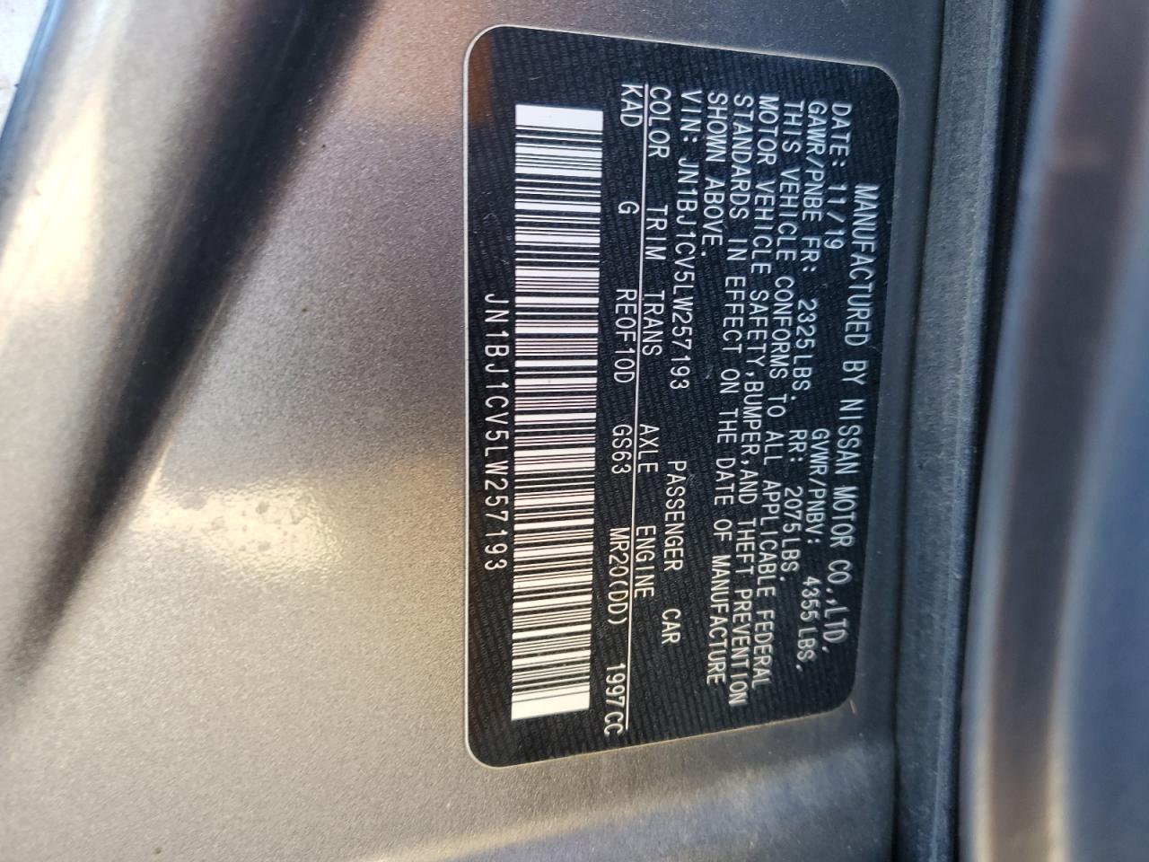 JN1BJ1CV5LW257193 NISSAN ROGUE 2020