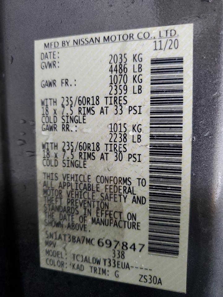 5N1AT3BA7MC697847 NISSAN ROGUE 2021