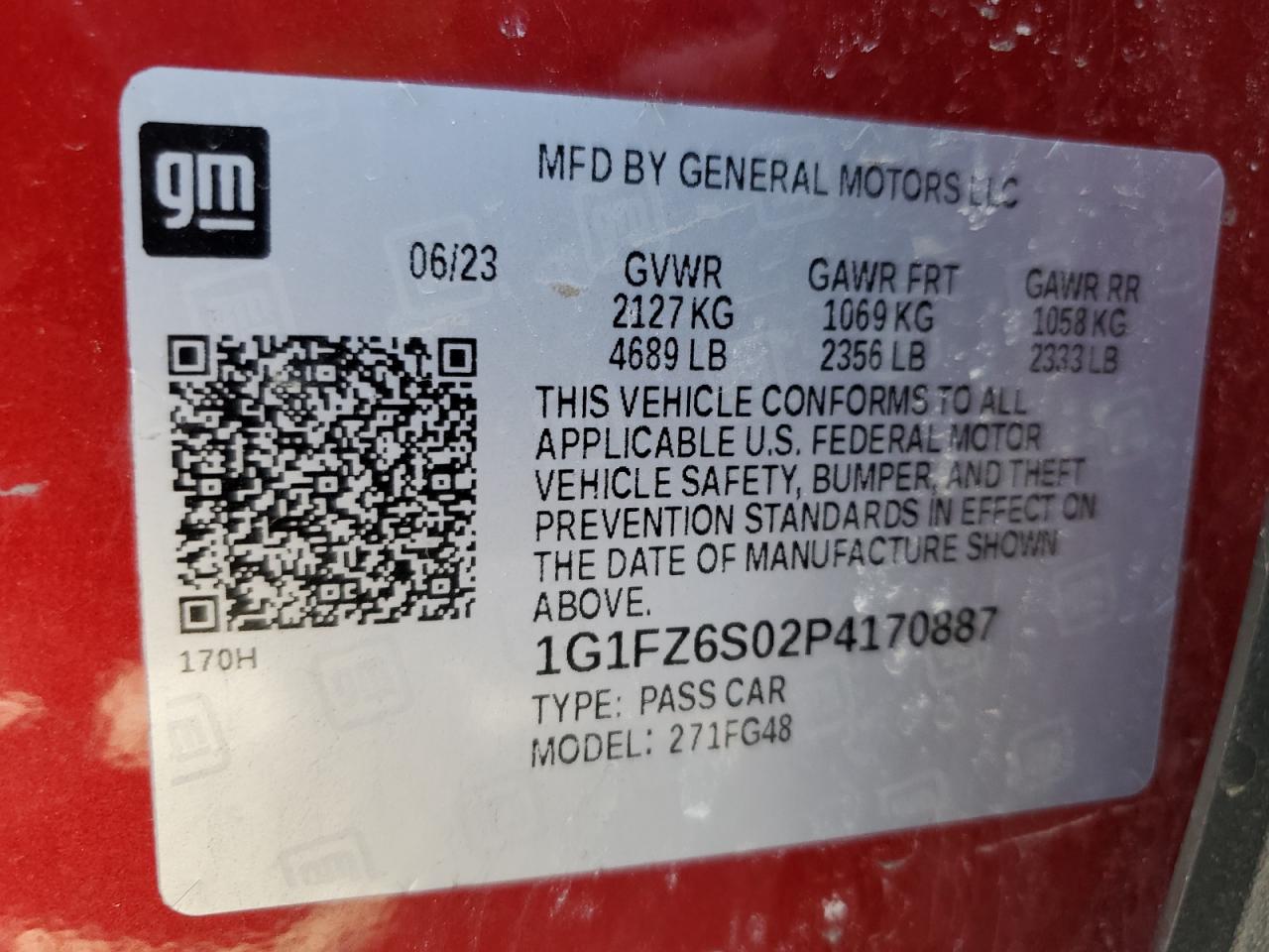 1G1FZ6S02P4170887 CHEVROLET BOLT 2023