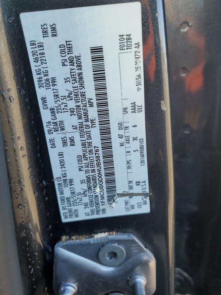 1FMCU0GD0HUB58767 FORD ESCAPE 2017