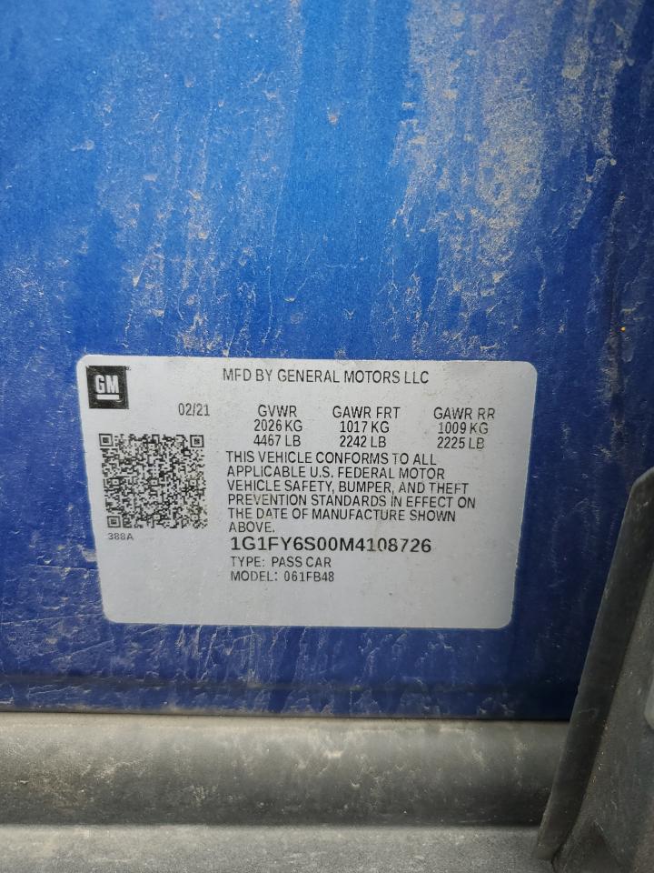 1G1FY6S00M4108726 CHEVROLET BOLT 2021
