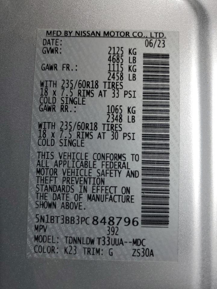 5N1BT3BB3PC848796 NISSAN ROGUE 2023
