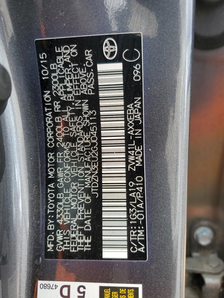 JTDZN3EU2GJ045113 TOYOTA PRIUS 2016