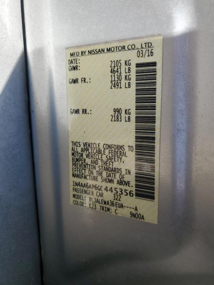 1N4AA6AP6GC445356 NISSAN MAXIMA 2016