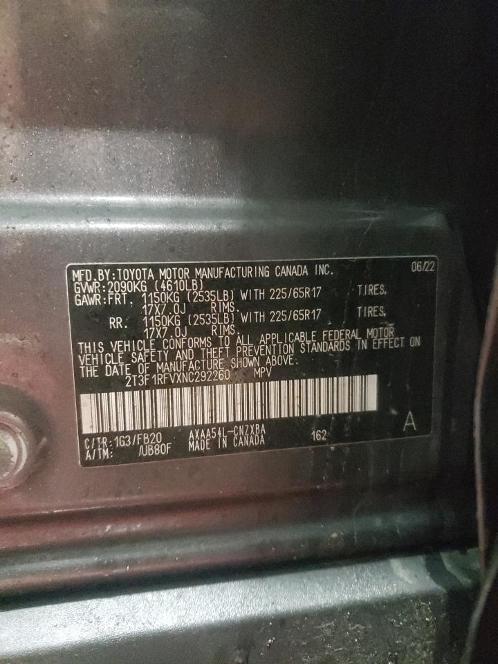 2T3F1RFVXNC292260 TOYOTA RAV4 2022