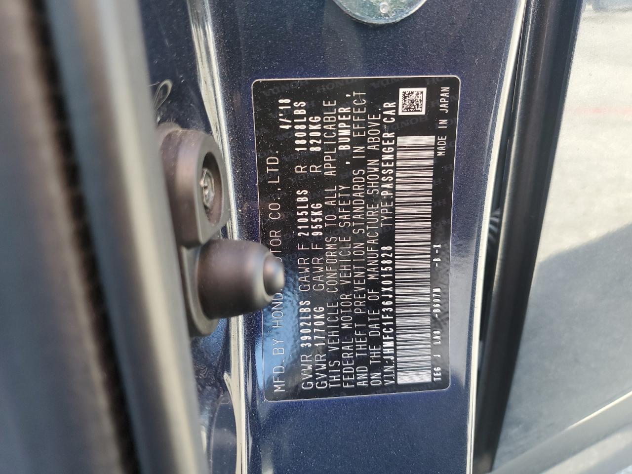 JHMFC1F36JX015828 HONDA CIVIC 2018