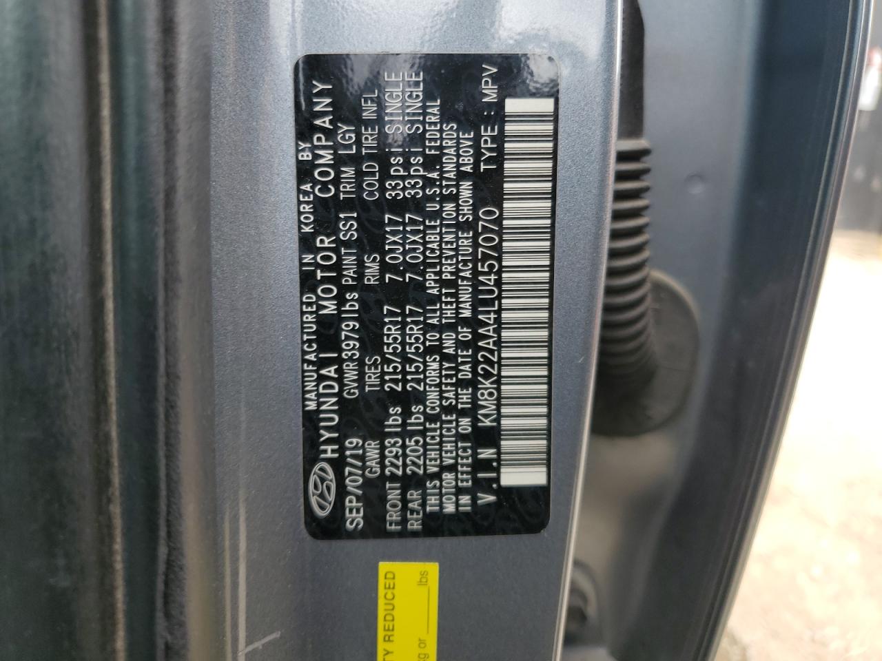 2020 Hyundai Kona Sel VIN: KM8K22AA4LU457070 Lot: 49686795