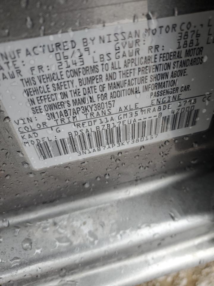 3N1AB7AP3KY380157 NISSAN SENTRA 2019
