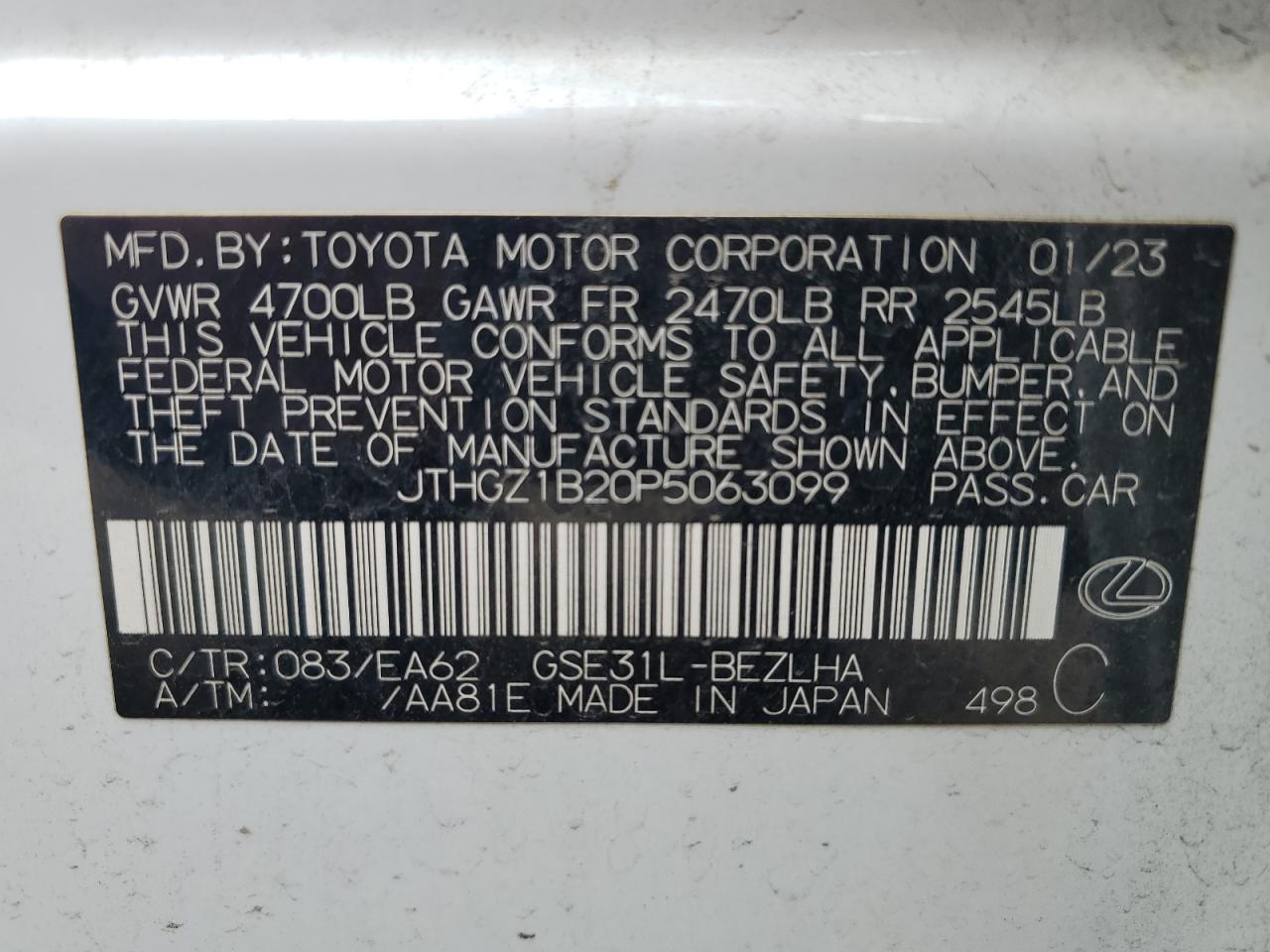 2023 Lexus Is 350 F Sport Design VIN: JTHGZ1B20P5063099 Lot: 49445855