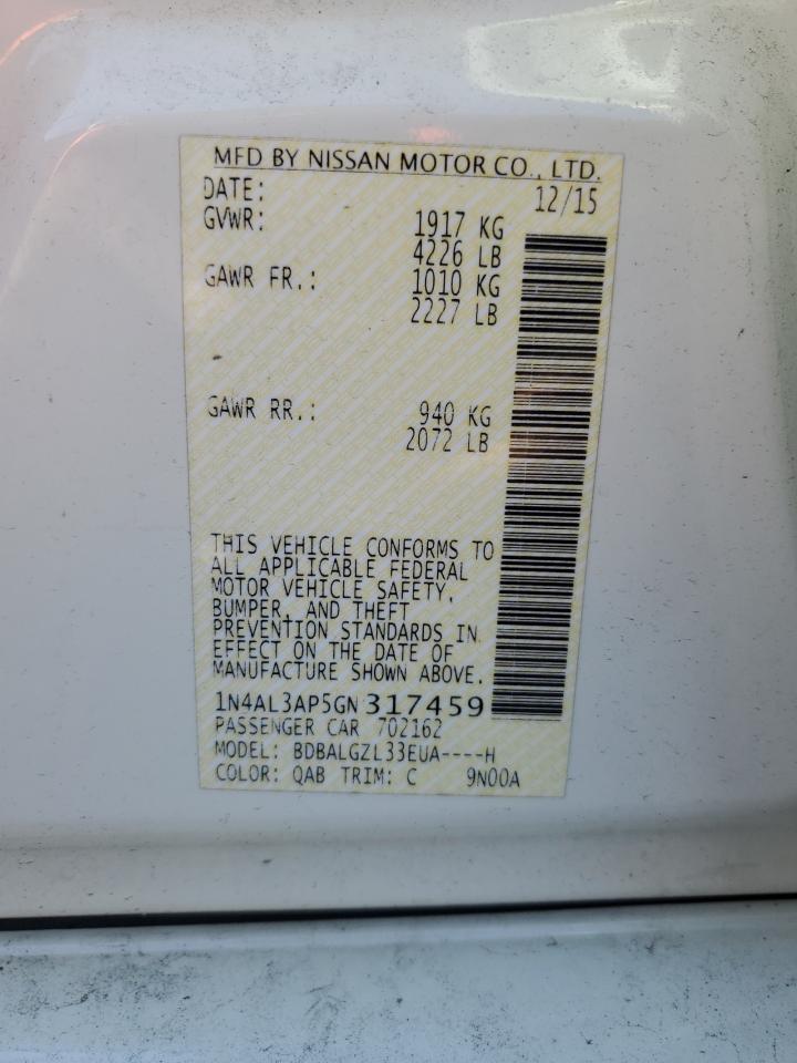 1N4AL3AP5GN317459 NISSAN ALTIMA 2016