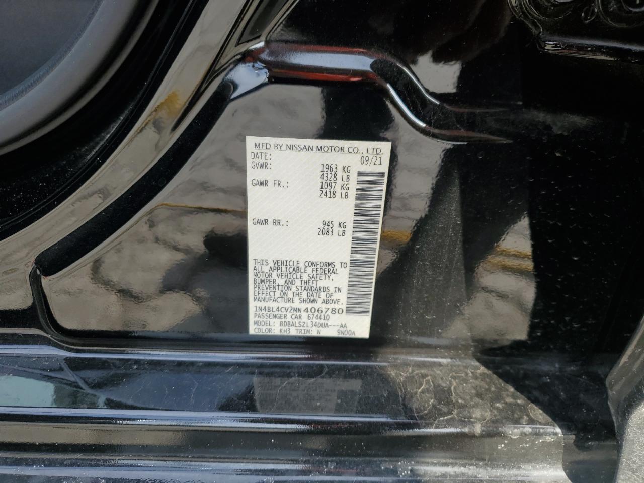 1N4BL4CV2MN406780 NISSAN ALTIMA 2021