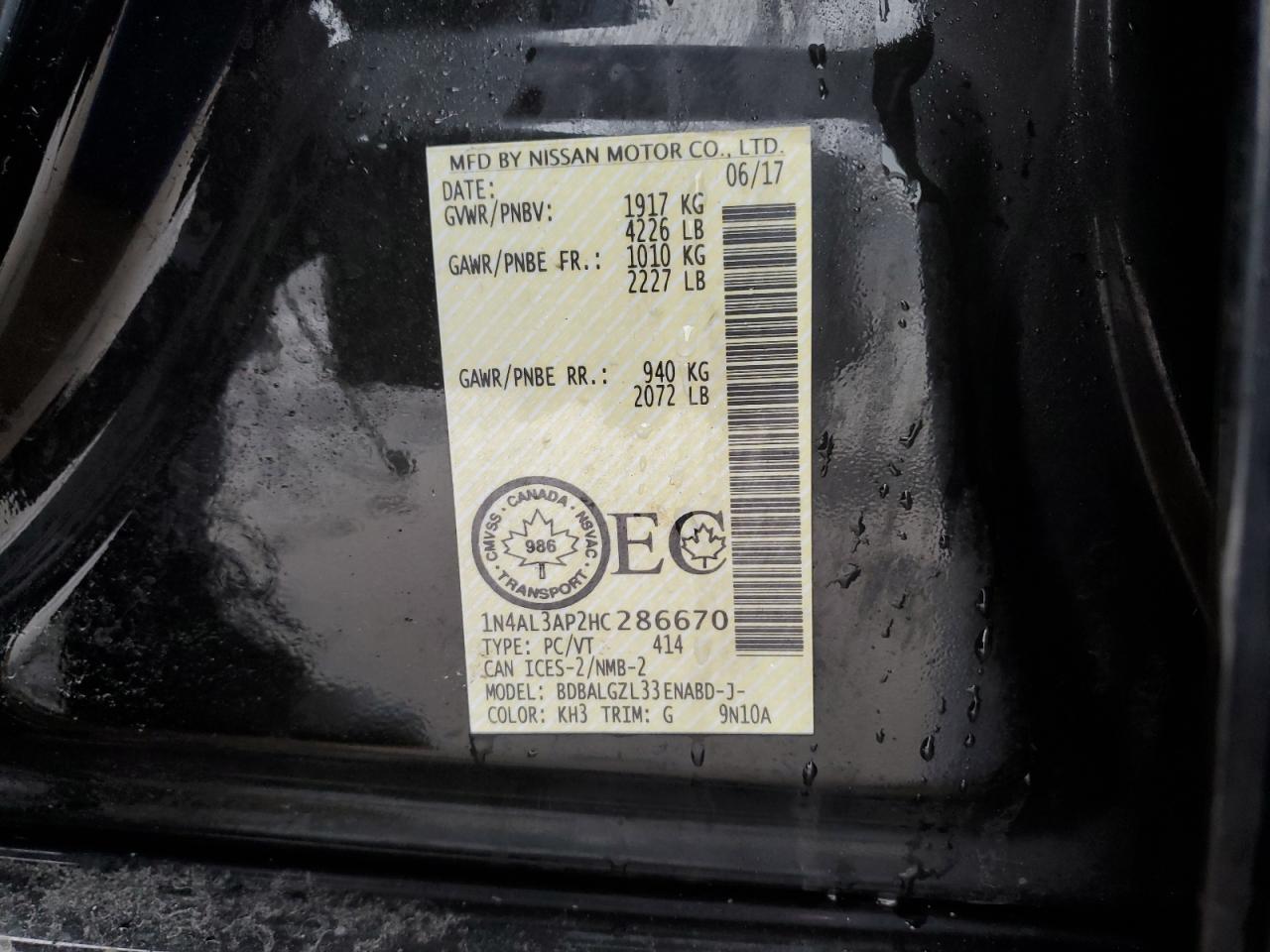 1N4AL3AP2HC286670 NISSAN ALTIMA 2017
