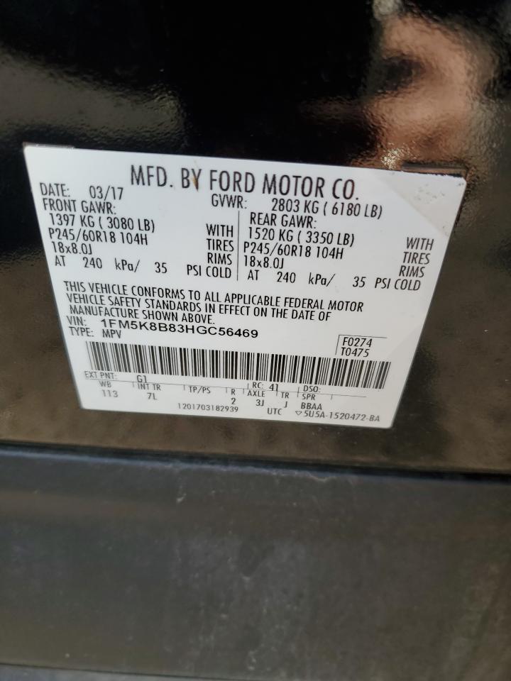 1FM5K8B83HGC56469 FORD EXPLORER 2017