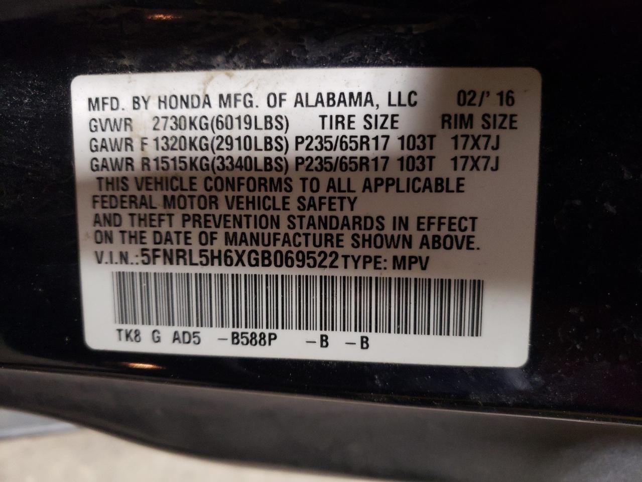 2016 Honda Odyssey - Image 13