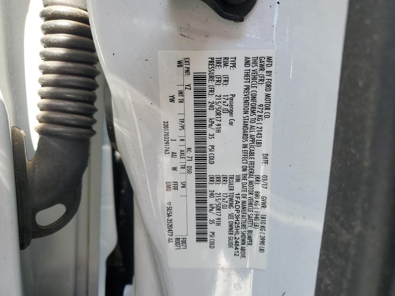 1FADP3H25HL248412 FORD FOCUS 2017