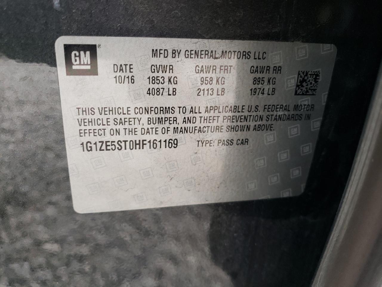 1G1ZE5ST0HF161169 CHEVROLET MALIBU 2017