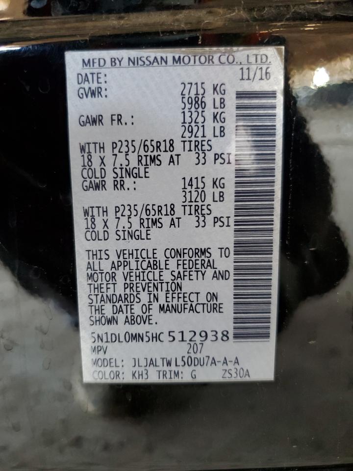 5N1DL0MN5HC512938 INFINITI QX60 2017