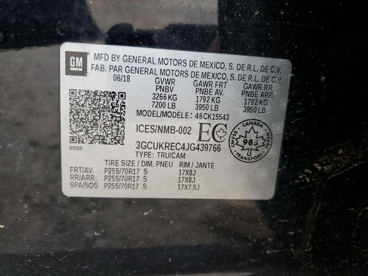 3GCUKREC4JG439766 CHEVROLET ALL Models 2018