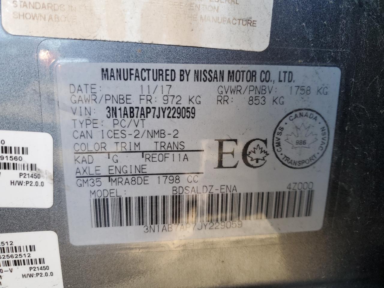 3N1AB7AP7JY229059 NISSAN SENTRA 2018