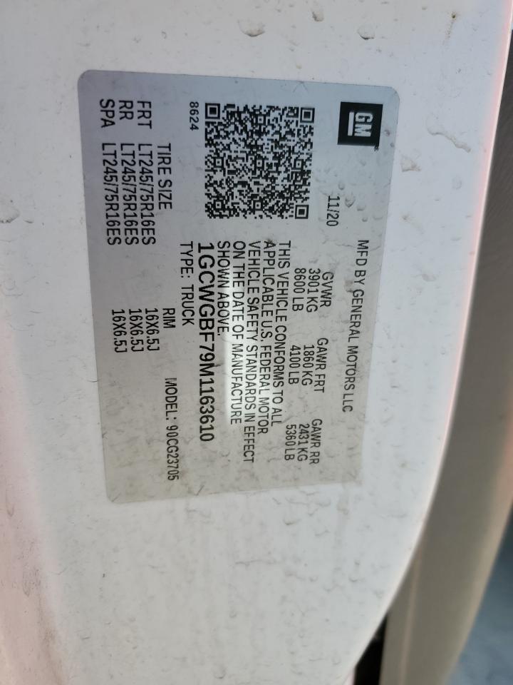 1GCWGBF79M1163610 CHEVROLET EXPRESS 2021