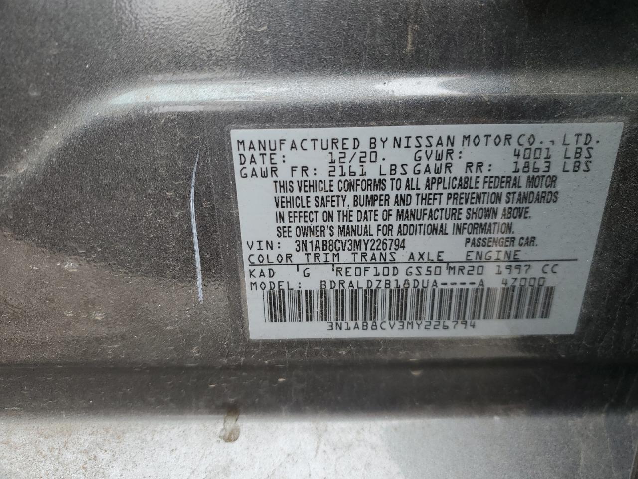 3N1AB8CV3MY226794 NISSAN SENTRA 2021