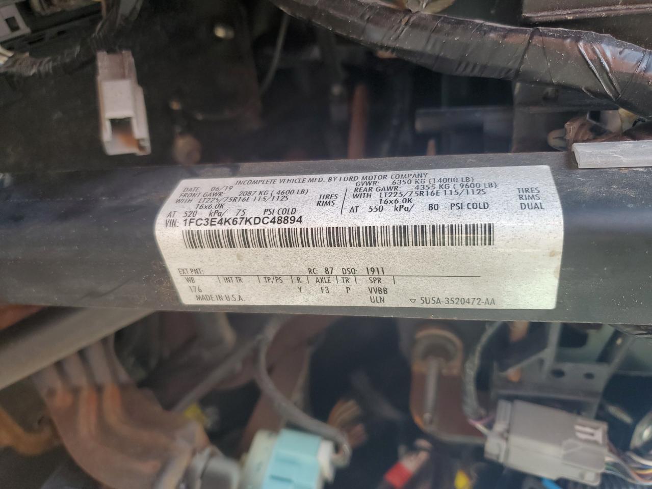 1FC3E4K67KDC48894 FORD ALL Models 2019