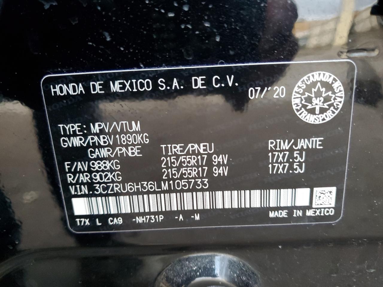 3CZRU6H36LM105733 HONDA HR-V 2020