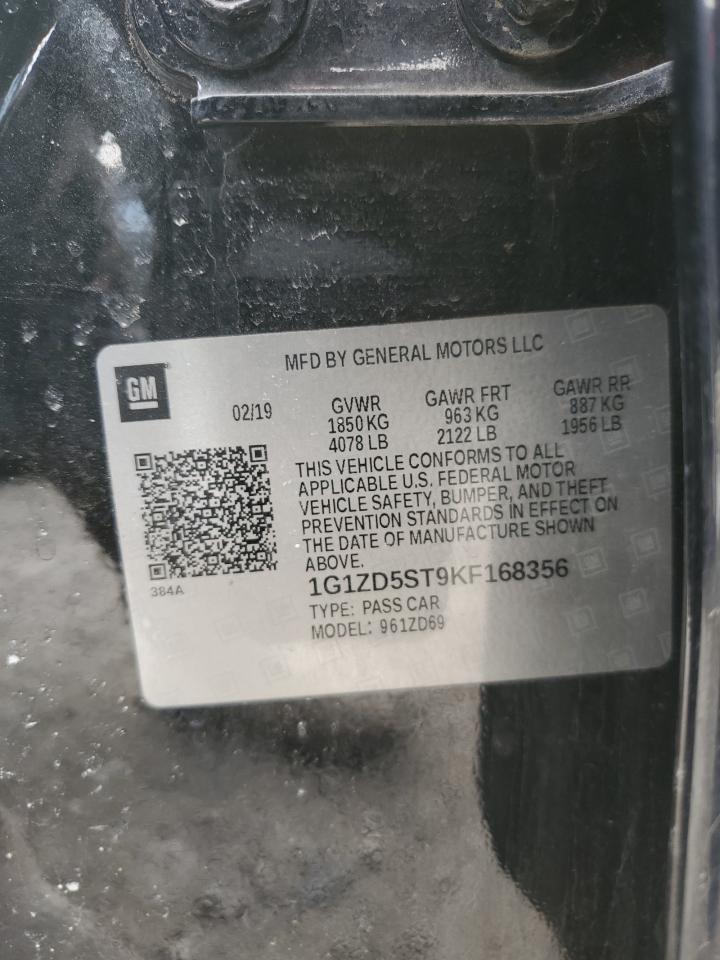 1G1ZD5ST9KF168356 CHEVROLET MALIBU 2019