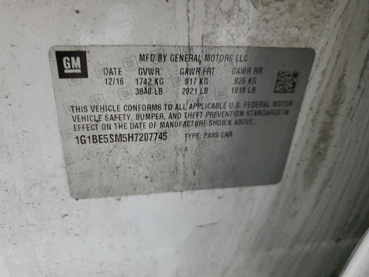 1G1BE5SM5H7207745 CHEVROLET CRUZE 2017
