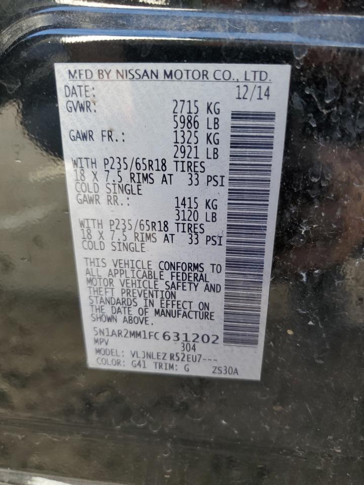 2015 Nissan Pathfinder S VIN: 5N1AR2MM1FC631202 Lot: 49695515