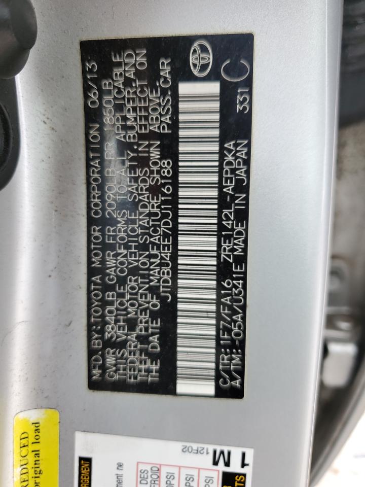 2013 Toyota Corolla Base VIN: JTDBU4EE7DJ116188 Lot: 51172415