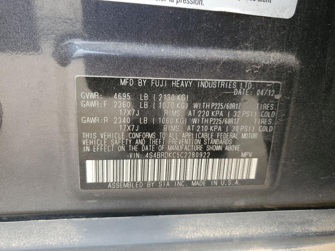 2012 Subaru Outback - Image 13