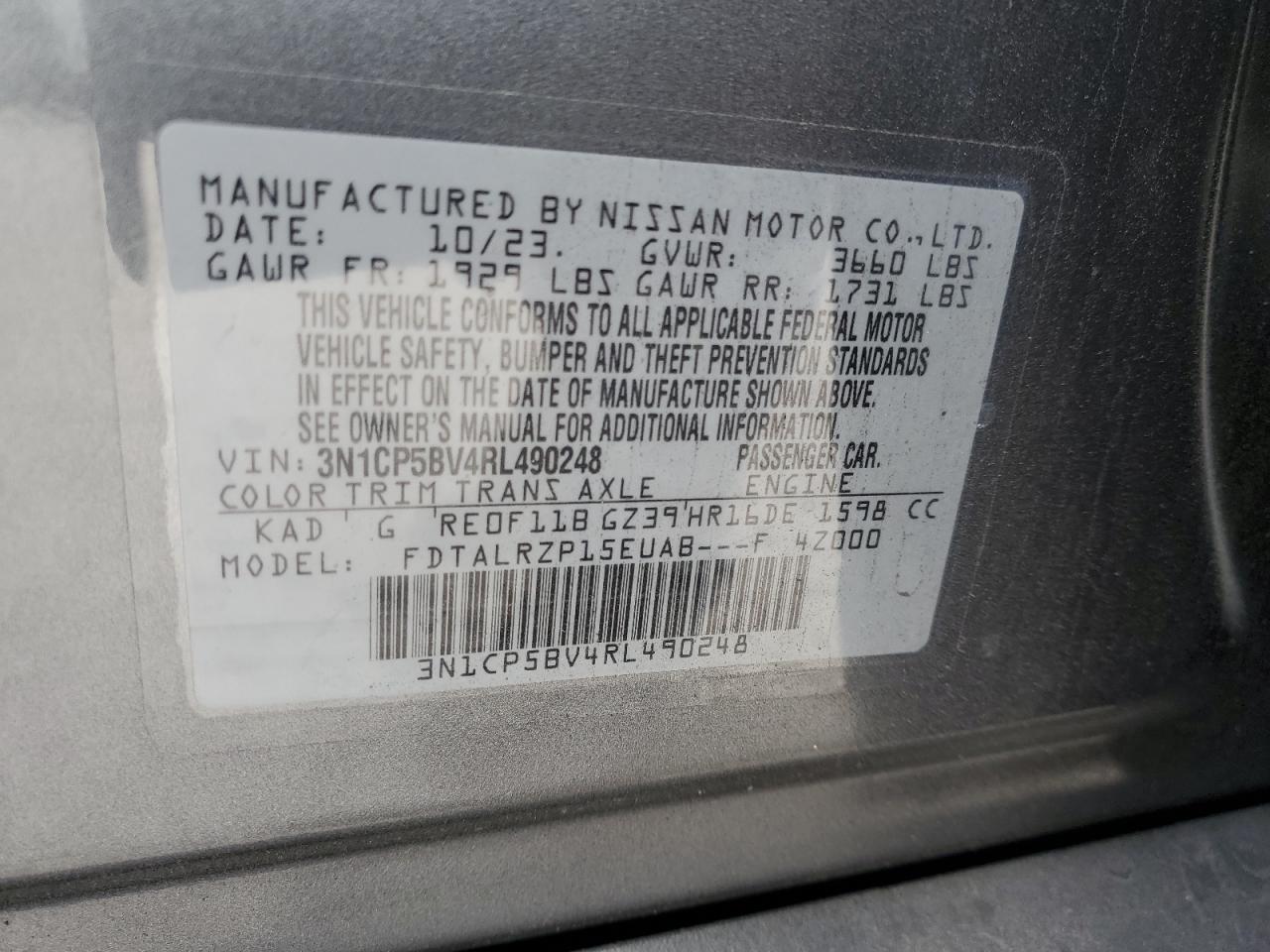 3N1CP5BV4RL490248 NISSAN KICKS 2024
