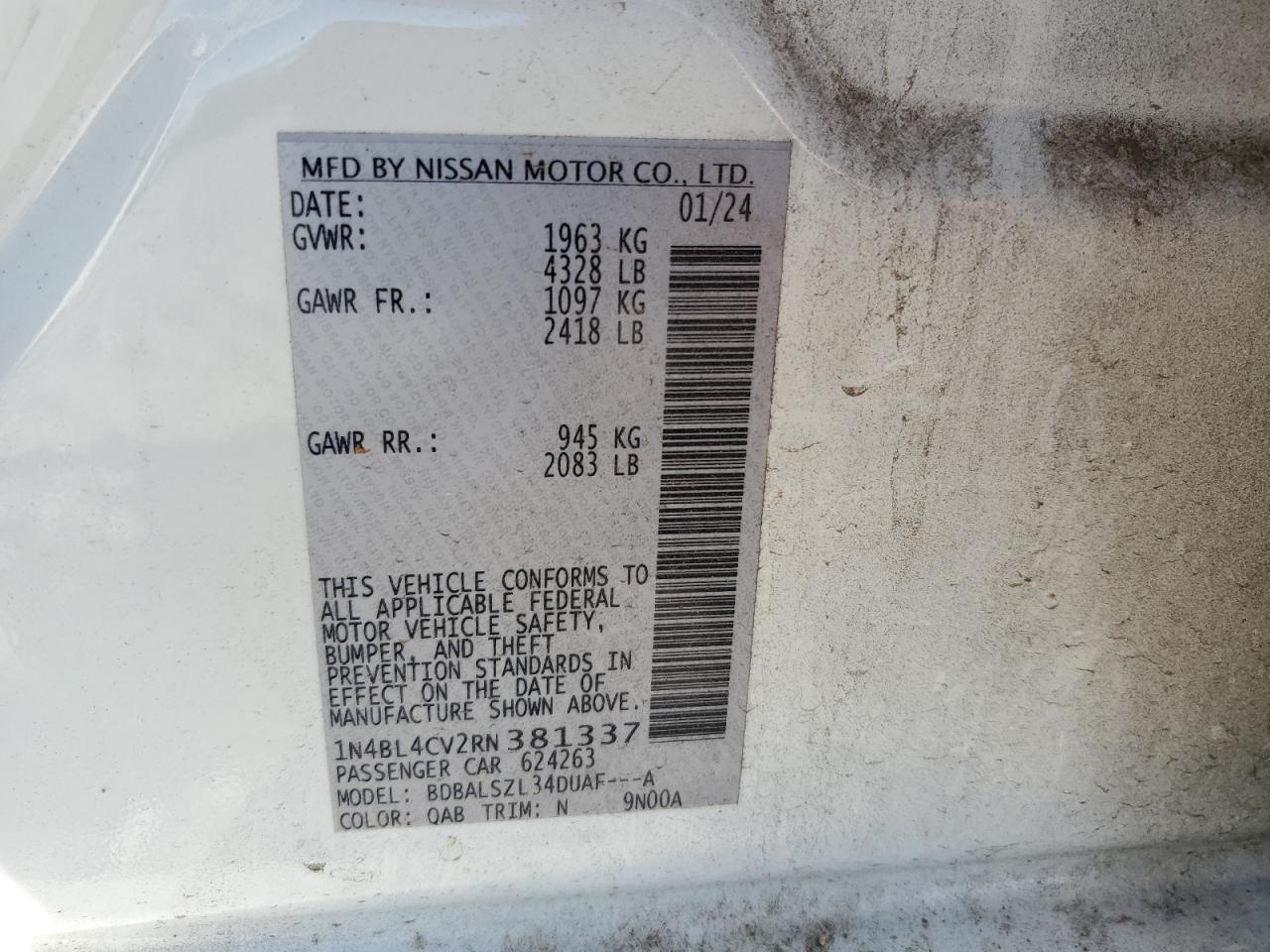 1N4BL4CV2RN381337 NISSAN ALTIMA 2024