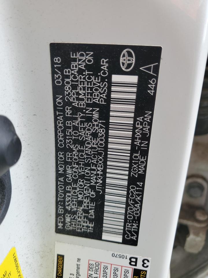 JTNKHMBXXJ1003871 TOYOTA C-HR 2018