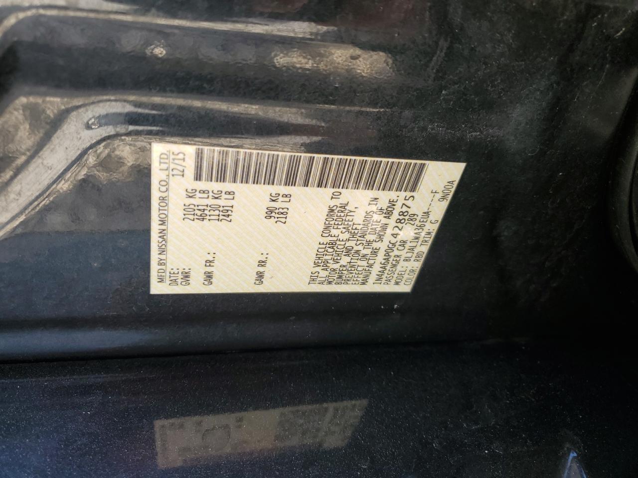 1N4AA6AP0GC428875 NISSAN MAXIMA 2016
