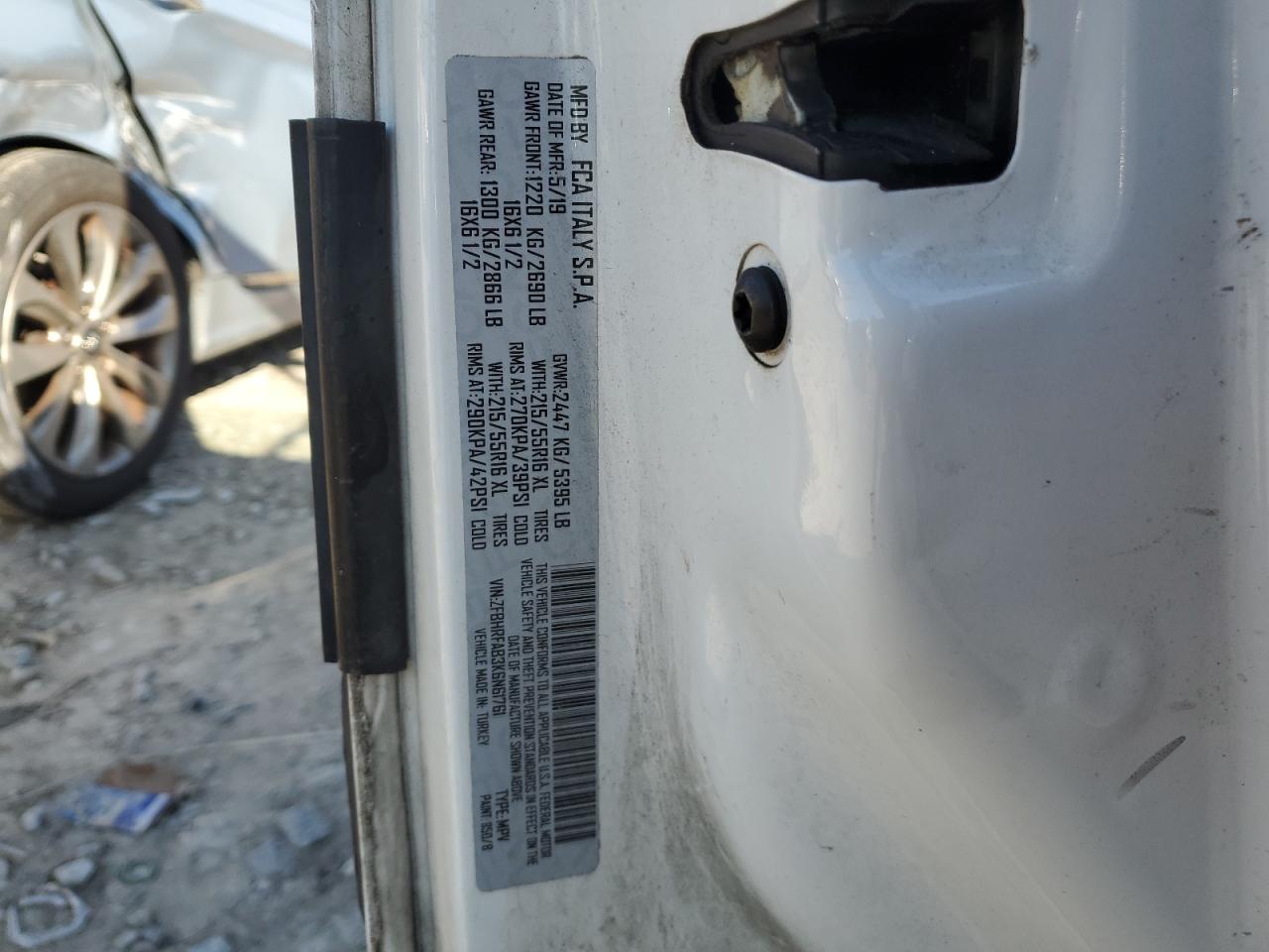 2019 Ram Promaster City VIN: ZFBHRFAB3K6N61761 Lot: 70135525