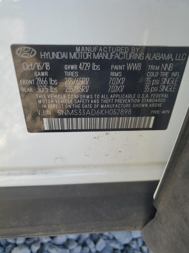 5NMS33AD6KH052898 HYUNDAI SANTA FE 2019