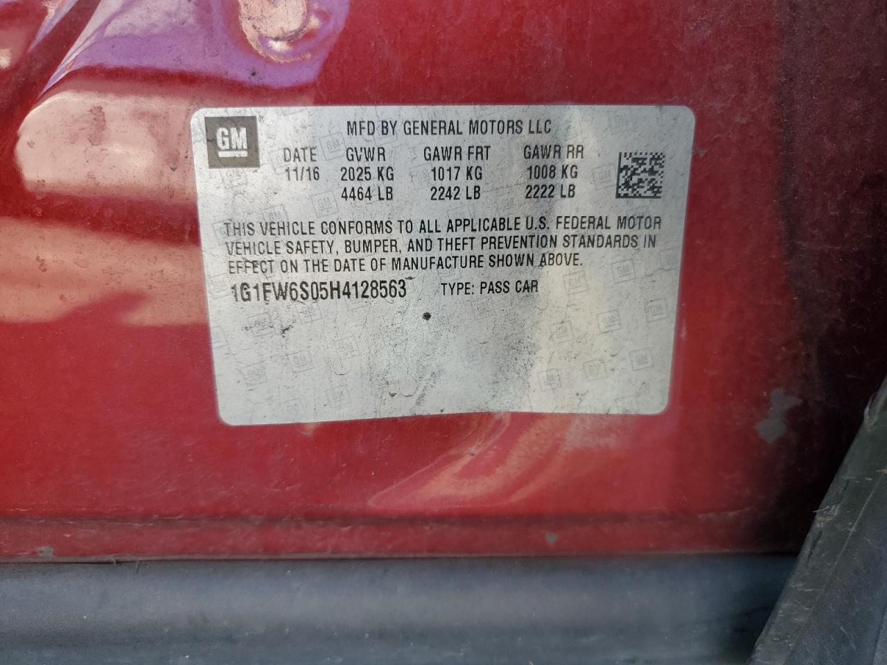 1G1FW6S05H4128563 CHEVROLET BOLT 2017