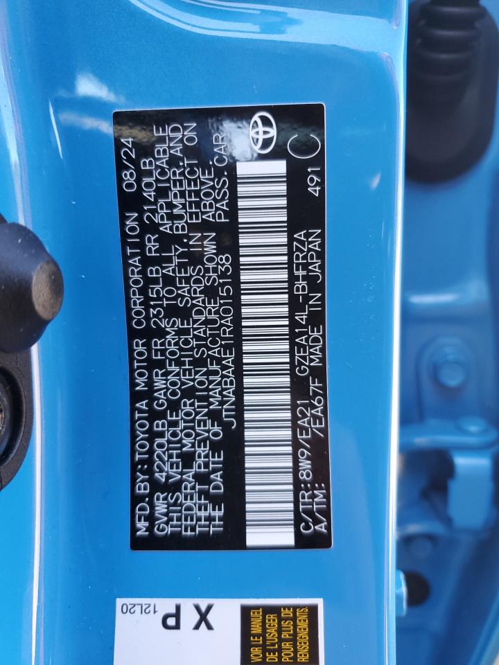 JTNABAAE1RA015138 TOYOTA GR COROLLA 2024